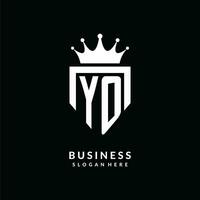 brev yo logotyp monogram emblem stil med krona form design mall vektor