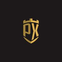 Initialen px Logo Monogramm mit Schild Stil Design vektor