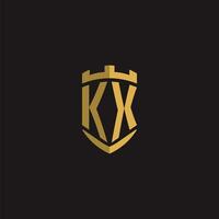 initialer kx logotyp monogram med skydda stil design vektor