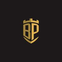 initialer bp logotyp monogram med skydda stil design vektor