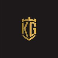 Initialen kg Logo Monogramm mit Schild Stil Design vektor