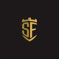 initialer sf logotyp monogram med skydda stil design vektor