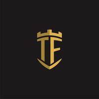 initialer tf logotyp monogram med skydda stil design vektor