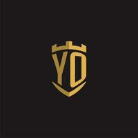 initialer yo logotyp monogram med skydda stil design vektor