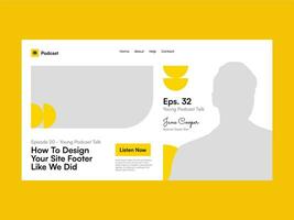 Gelb geometrisch Muster Podcast Landung Seite ui Kit Vorlage vektor