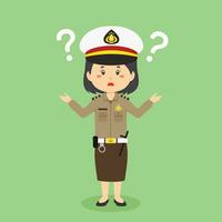 indonesisch Polizei Frau verwirrt mit Frage Kennzeichen vektor