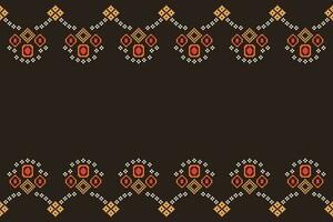 ethnisch geometrisch Stoff Muster Kreuz Stich.ikat Stickerei ethnisch orientalisch Pixel Muster braun Hintergrund. abstrakt, vektor, illustration. Textur, Kleidung, Rahmen, Dekoration, Motive, Seide Hintergrund. vektor