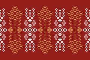 ethnisch geometrisch Stoff Muster Kreuz Stich.ikat Stickerei ethnisch orientalisch Pixel Muster rot Hintergrund. abstrakt, vektor, illustration. Textur, Kleidung, Rahmen, Dekoration, Motive, Seide Hintergrund. vektor
