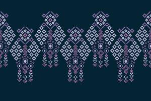 ethnisch geometrisch Stoff Muster Kreuz Stich.ikat Stickerei ethnisch orientalisch Pixel Muster Blau Hintergrund. abstrakt, vektor, illustration. Textur, Kleidung, Rahmen, Dekoration, Motive, Seide Hintergrund. vektor