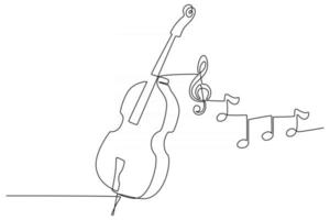 durchgehende Strichzeichnung einer Ontrabass-Musikinstrument-Vektorillustration vektor