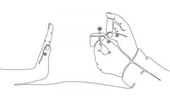 Hand kontinuierliche Strichzeichnung, die Zigaretten gesundes Wohnkonzept Vektor-Illustration gibt vektor