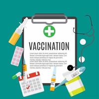 Impfkonzept flacher Hintergrund. medizinisches Bewusstsein Grippe, Polio-Grippe-Plakat. Vektor-Illustration vektor