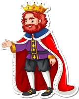 ein König mit rotem Gewand Cartoon-Charakter-Aufkleber vektor