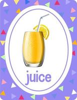ordförråd flashcard med ord juice vektor