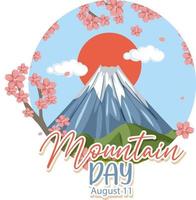 Bergtag am 11. August Banner mit Mount Fuji isoliert vektor