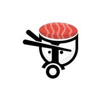 sushi logotyp japansk mat design, vektor symbol mall illustration