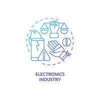 2d Gradient Elektronik Industrie dünn Linie Symbol Konzept, isoliert Vektor, Blau Illustration Darstellen Produkt Haftung. vektor