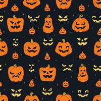 Halloween nahtlos Hintergrund mit Kürbislaterne Gesichter vektor