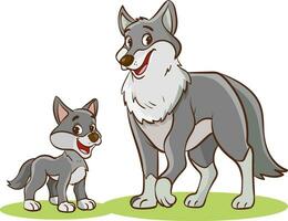 Vektor Illustration von Mutter Wolf und Baby Wolf
