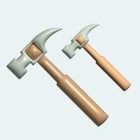 verktyg hammare med 3d materialistisk hantera vektor illustration