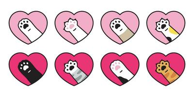 Katze Pfote Vektor Symbol Herz Valentinstag Kattun Kätzchen Logo Charakter Karikatur Ingwer Gekritzel Illustration Rosa