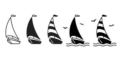 båt vektor fartyg ikon logotyp pirat segelbåt Yacht tecknad serie ankare roder fågel symbol nautisk havs illustration grafisk klotter