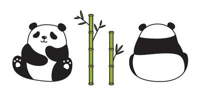 Bär Panda Vektor Symbol Polar- Bär Bambus Essen Logo Teddy Karikatur Charakter Gekritzel Illustration Symbol