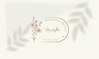 patricia wilkes botanisk blommig element vektor trendig hand dragen logotyp med vild blomma och löv