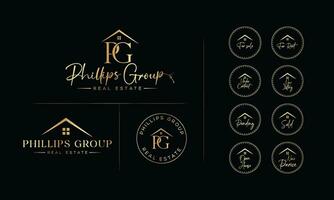 phillips grupp verklig egendom logotyp och företag branding mall design inspiration vektor. vektor