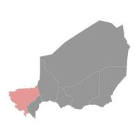 Tillaberi Region Karte, administrative Aufteilung von das Land von Niger. Vektor Illustration.