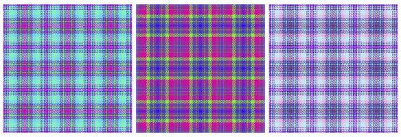 Tartan prüfen Plaid Textur nahtlos Muster im Rosa, Blau Grün, Gelb, Weiß modern drucken im Barbie Ken Stil zum Mode, Zuhause Dekor und stationär schottisch vichy Textur Vektor Illustration