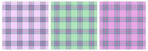 tartan kolla upp pläd textur sömlös mönster i rosa, blå grön, gul, vit modern skriva ut i barbie ken stil för mode, Hem dekor och stationär skott vichy textur vektor illustration