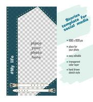 modisch einfach editierbar Vorlage zum Sozial Medien Geschichten im handgemalt skizzieren Stil. kreativ Design Hintergrund zum Individuell und korporativ Netz Förderung, Blogs vektor