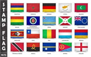 Stempel mit offiziellem Länderflaggenmuster und alter Grunge-Textur und Ländernamen. Rechteckform . Vektor. Set 10 von 12 dieser Serie. alle Nationalflaggen der Welt. vektor