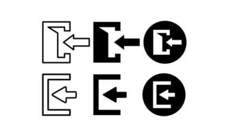 Anmeldung Symbole. einstellen von Zeichen aus, Zeichen im Vektor Symbol. öffnen Tür symbol.enter Pfeil, Vektor Symbol im modisch eben und Linie Stil isoliert auf Weiß Hintergrund, Symbol Satz.