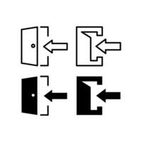 logga in ikoner. uppsättning av tecken ut, tecken i vektor ikon. öppen dörr symbol.enter pil, vektor ikon i trendig platt och linje stil isolerat på vit bakgrund, ikon uppsättning.