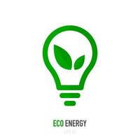 eco energi sparande begrepp. lampa och grön blad. vektor illustration.