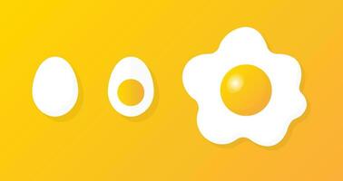 Gelb Ei auf Weiß Hintergrund. einstellen von gebraten Eier. Kochen Lebensmittel. vektor