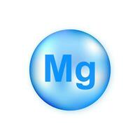 Mineral mg Magnesium Blau leuchtenden Pille Kapsel isoliert auf Weiß Hintergrund. vektor