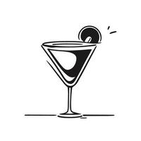 klassisch Cocktail auf ein Weiß Hintergrund. Vektor Illustration. Symbol im das Stil von Linie Kunst.