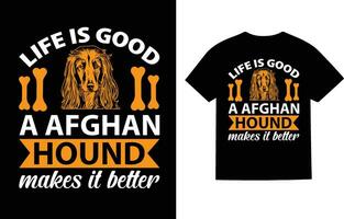 afghanisch hetzen Hund T-Shirt Design vektor