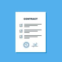kontrakt avtal papper tom. kontrakt med täta och signatur. vektor illustration i platt stil.
