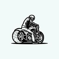 Biker einfarbig Silhouette Vektor Kunst Illustration isoliert im Weiß Hintergrund