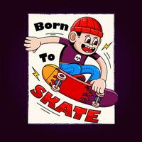 Junge auf ein Skateboard. perfekt zum Logos, Maskottchen, T-Shirts, Aufkleber und Plakate vektor