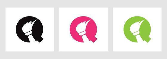 Brief q Haus Reinigung Logo Konzept mit sauber Bürste Symbol. Maid Bedienung Symbol vektor