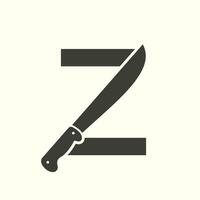 Brief z Messer Logo Design Vektor Vorlage Messer Symbol mit Alphabet