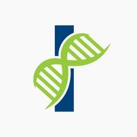 Brief ich DNA Logo Design Konzept mit DNA Zelle Symbol. Gesundheit Pflege Symbol vektor