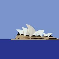 Sydney Oper Haus eben Vektor Illustration isoliert auf Blau Hintergrund. Welt berühmt Sehenswürdigkeiten. Tourismus Konzept.