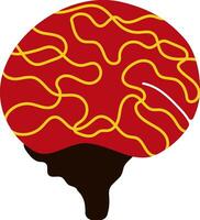platt stil hjärna tillverkad förbi röd och brun Färg. vektor