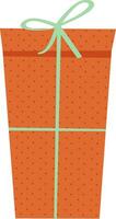 Illustration von Orange Geschenk Box mit Grün Schleife. vektor